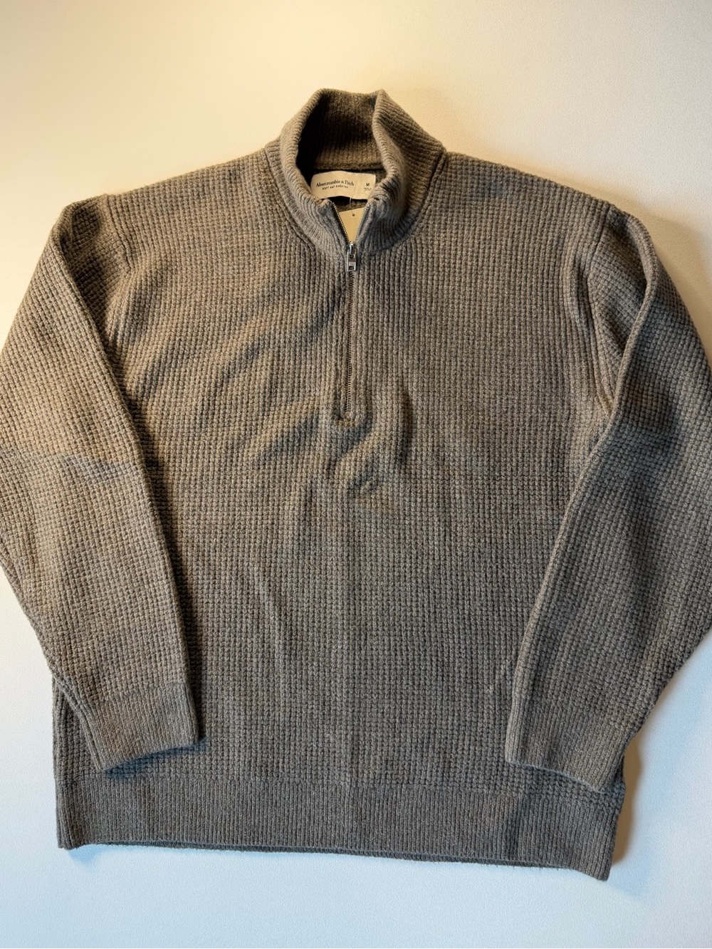 Abercrombie Half-Zip Men’s Sweater - brown/khaki size Medium